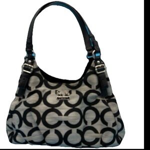 COACH Madison Maggie Op Art Grey Canvas Shoulder Bag G1120-17020